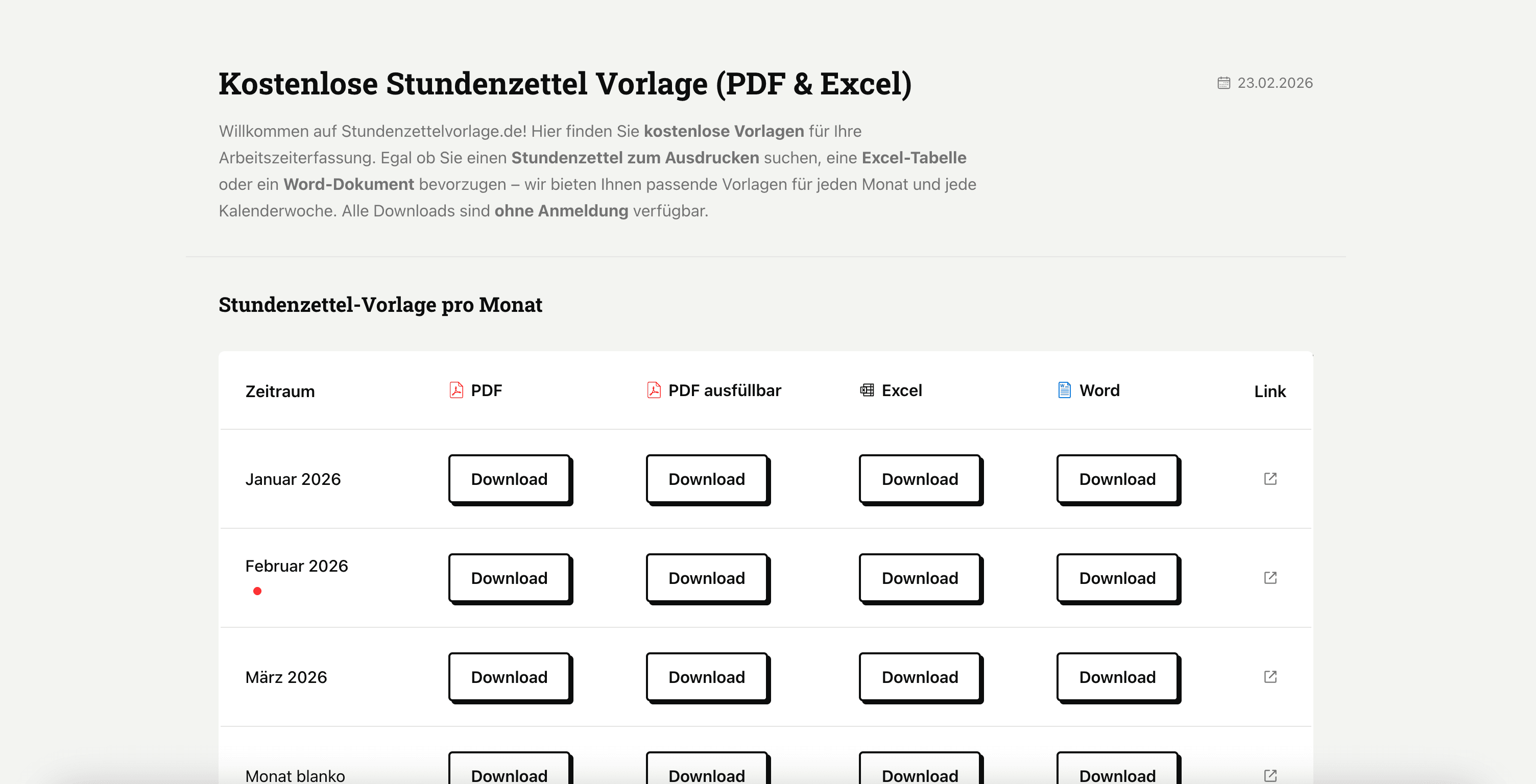 Stundenzettelvorlage für die Forschungszulage – kostenlos als PDF, Excel und Word